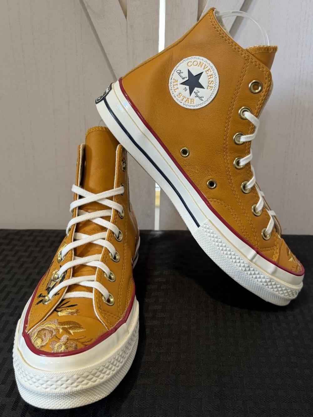 Converse Chuck 70 High 'Parkway Floral Embroidery' Sneakers in Turmeric Gold - Picture 4 of 10